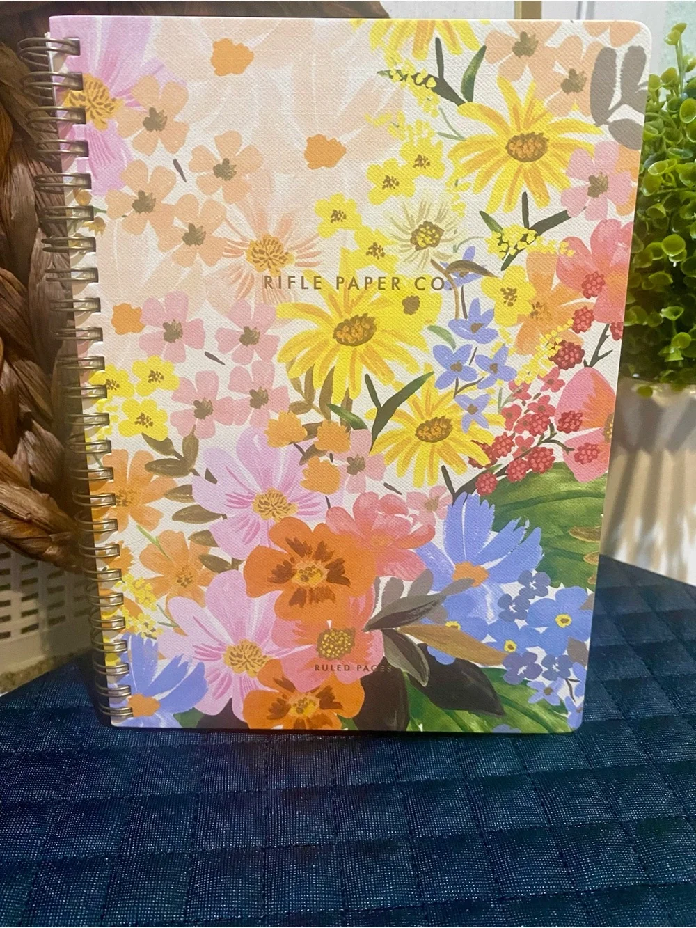 Rifle Paper Co. Spiral Notebook - Yellow Pink Blue Floral Cover